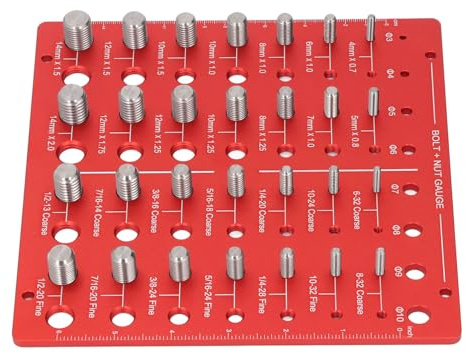 Telituny Testeur De Filetage, 28 Tailles de Filetages et 8 Tailles de Tonalités, Vérificateur Filetages en Aluminium, Nut & Bolt Thread Checker, pour Mesurer Dimension des Écrous et des Boulons