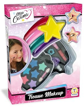 Teorema Make-up-Tasche für Kinder, Regenbogen-Design, 2 Ebenen, Lidschatten, Lipgloss und Pinsel