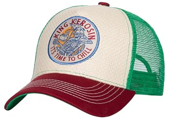 King fotogen herr truckerkeps – keps – mesh – nät – nätkeps – snapback – Hawaii – motorcykel – vintage – frontlappad – retro – broderi – sommar – det är dags att chill, Beige, one size