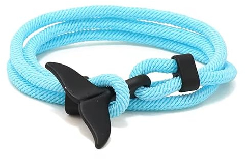 aninu val armband med Orca GPS Live Tracking med app, surfararmband med valfena som hänge, tygarmband, omlottarmband perfekta presenter till kvinnor och män, Mittelgroße, Ull, Ingen ädelsten