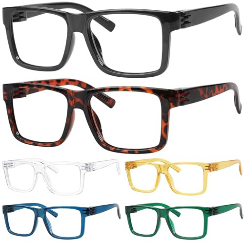 Eyekepper 6 Paia Occhiali da Lettura Senza Metallo con Protezione Luce Blu, Cerniere a Molla Senza Viti per Computer, Uomo +2.50