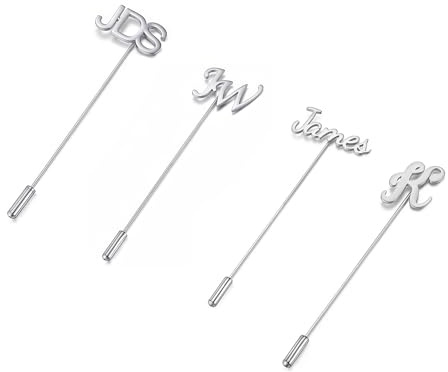 Zysta Personalisierte Name Brosche Pins für Frauen Gravierte Monogramm Buchstaben Initial Anstecknadel Broschen für Rede Meetings Party