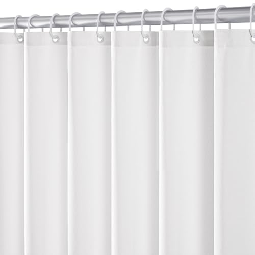 MIULEE Leinen Texturiert Duschvorhang 120x200 cm Weiß, Schwerer Hotel Luxus Polyester Wasserdicht Duschvorhänge, Antischimmel Waschbar Stoff Badvorhang für Badezimmer mit 8 Ringe