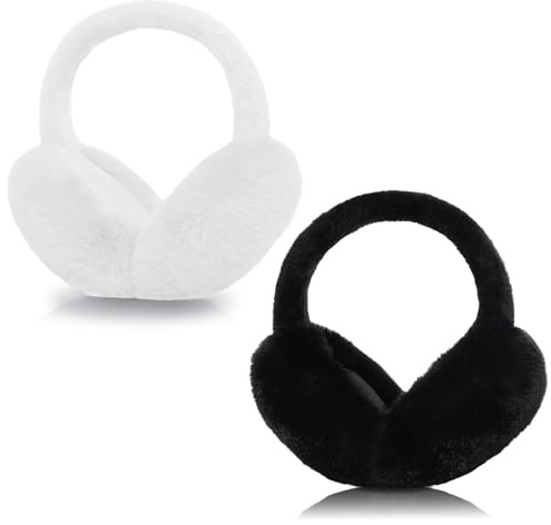 Kuchisity 2er-Pack Winter Ohrenwärmer Damen, Faltbare Verstellbarer Ohrenschützer Plüsch Winter Earmuffs Ear Warmer Für Damen Frauen
