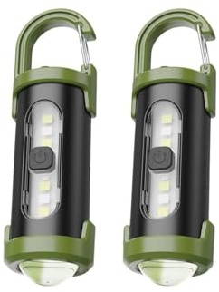 WAZUBC 2 mini linternas de llavero superbrillantes, linterna LED recargable, 4 modos, linterna llavero con carga USB-C para acampar nocturno de emergencia
