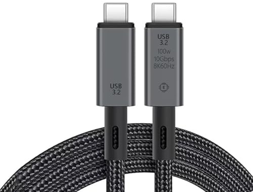 Générique Câble USB Type C vers Type C, 1 mètre, 100W, 10Gbps, Compatible 8K 60Hz, Charge Rapide 5A, Gaine Tressée Noire USB C