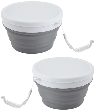 pumpumlia 2 recipientes de silicona reutilizables de 950 ml para preparar comidas, ahorro de espacio, cuenco plegable de silicona para camping, oficina, apto para lavavajillas