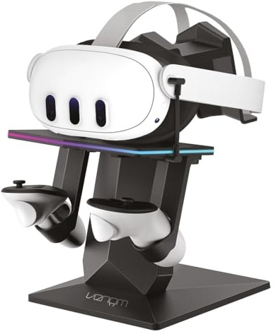 Venom RGB laddningsställ för Meta Quest 3S/3/2/Pro | USB-C headsetladdare och displayställ med 7-färgs ljus