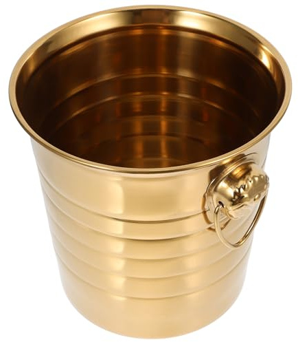 BESPORTBLE Secchiello per Ghiaccio in Acciaio Inox 5L Testa di Tigre Dorata Secchiello Antiruggine Spesso per Feste Riunioni e Raffreddamento Bottiglie di Birra e Vino