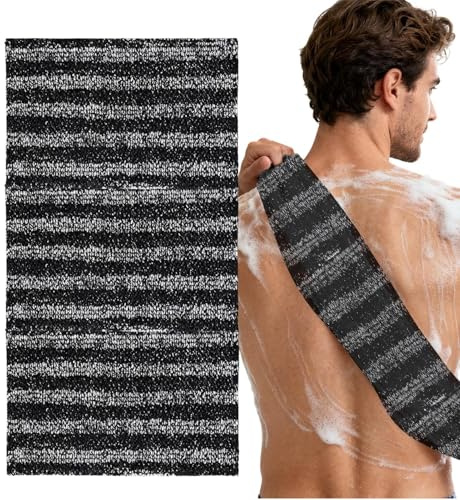 Bathroom Towels Set - Gentle Scrubber Tool, Quick-Drying Bath Towel for Back, Shower Accessory with Soft Absorbent Fabric, Indoor Bathroom Collection, Family Towels for Daily and Sauna Use