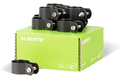 Alberts 831936 Schelle für Streben | verzinkt, anthrazit-metallic kunststoffbeschichtet | Schellen-Ø 34 mm | 10er Set
