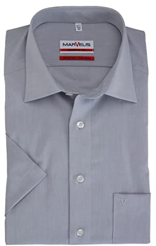 Marvelis New Kent Chemise d'affaires à manches courtes pour homme Coupe moderne Chambray, Gris moyen 60, 38