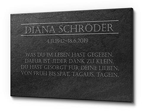 CHRISCK design Gedenkstein mit Gravur für Menschen | Grabplatte 100% frei gestaltbar mit schönen Motiven | ideal als Gedenktafel für den Innen- & Außenbereich - ab 20x15 cm