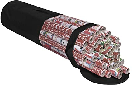 Alliwa Geschenkpapier Organizer Aufbewahrung & Zubeh鰎 Tasche Mit Griffe Geschenkpapier Aufbewahrung Geschenkpapiertasche Aufbewahrung f黵 Geschenkpapierrollen Weihnachtspapier (Black)
