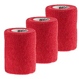 1/3/6 Haftbandagen Größe+Farbe wählbar - selbsthaftende Bandage Fixierverband selbstklebend, Farbe:3 Stück | 7.5 cm | rot