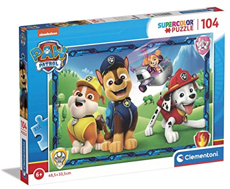 Clementoni - 27177 - Supercolor Puzzle - Paw Patrol - Puzzle 104 Teile Ab 6 Jahren, Buntes Kinderpuzzle Mit Besonderer Leuchtkraft & Farbintensität, Geschicklichkeitsspiel Für Kinder