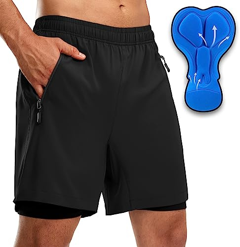Men's Mountain Bike Shorts 3D Padded Loose-fit Biking Riding Cycling Bicycle Biker Cycle Padding Shorts for Men Zipper Pockets(Black,M)