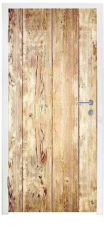 MuchoWow© Türtapete Türaufkleber Selbstklebende Tapete Tür Deko Holz - Vintage - Landhausdiele - Eiche - 90x205 cm