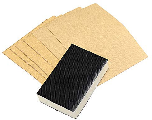 7pcs 154X100mm Flocking Yellow Sandpaper with Sponge Block