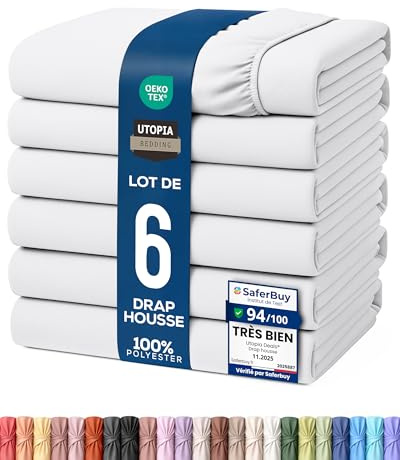Utopia Bedding - 6er Set Spannbettlaken 140 x 200 cm - Weiß | Gebürstete Mikrofaser Spannbetttuch - 35 cm Tiefe Tasche