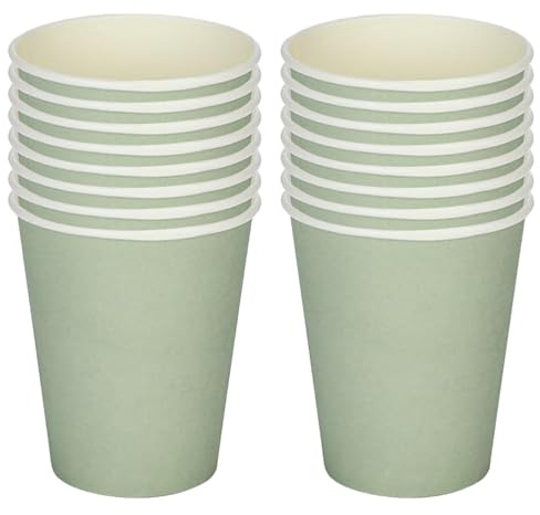 250ml Salbeigrün Papier Partybecher,16St Salbeigrün Pappbecher,Trinkbecher Hochzeit Einwegbecher Disposable Cups für Hochzeit,Kinder DIY,Partybedarf,Tee,Heißen und Kalten Getränken Einwegkaffee Becher