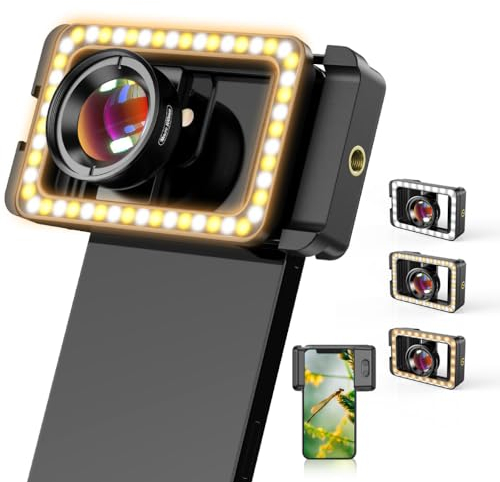 APEXEL Lens for iphone,Macro Lens with Light with 17mm Thread Adapter for iPhone,Samsung,Huawei,Google pixel
