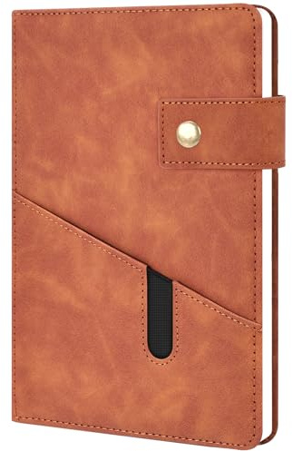 Koogel A5 Notebook Hardback, 100 Sheets/200 Pages Ruled Notebook Thick Notepad for Writing School Travel Business Brown 14.8 x 21cm