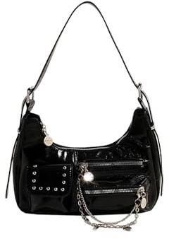 CORIOS Damen Handtasche Mode Schultertasche PU Leder Umhängetasche Mittel Kapazität Henkeltasche Elegant Tote Beutel Tragetasche Leichtes Henkeltaschen Schwarz