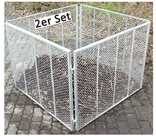 2X Komposter 100x100x80 cm Feuerverzinkt Metallkomposter aus Streckmetall Gartenkomposter Kompostbehälter