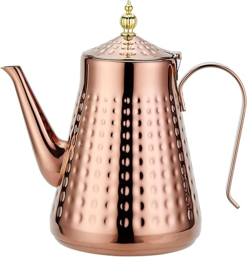 SANQIAHOME 1,2liter tekanna i rostfritt stål med sil,Vintage tekanna,Hemma- eller restaurangservering av tekannor,koppar