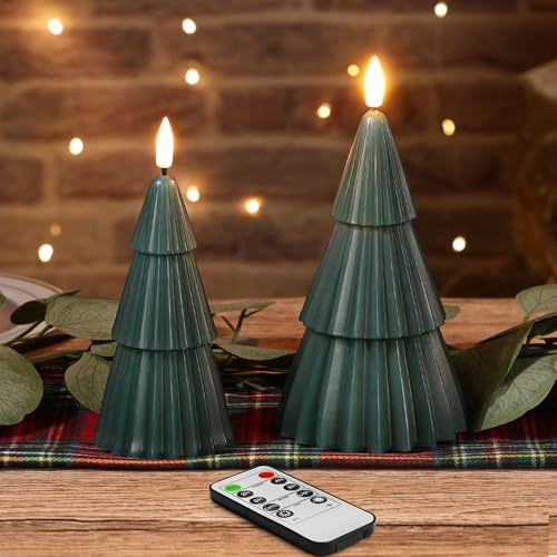 Eywamage Rosa Weihnachtskerzen mit Fernbedienung, Batteriebetriebene Weihnachtsbaum Kerzen, LED Wachs Kerzen 2er-Pack