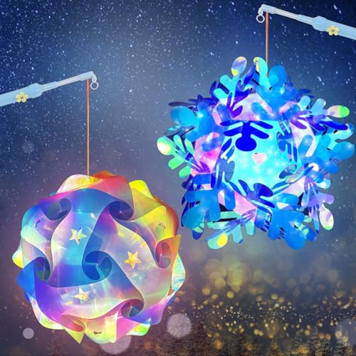 St Martin Laterne Bastelset, Laternenstab Kinder, Laternenstab Kinder Led, Tragbare Laterne für Kinder, Multicolor Laternen Bastelset, für Martinsumzug, Halloween, Weihnachten, Geburtstag
