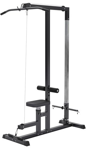 GORILLA SPORTS® Latzugstation - Verstellbar, inkl. Trizepsstange und Latzugstange, bis 280kg Belastbar, 30mm - Latzugturm, Kabelzugstation, Fitnessstation, Latzugmaschine, Latzug-Station