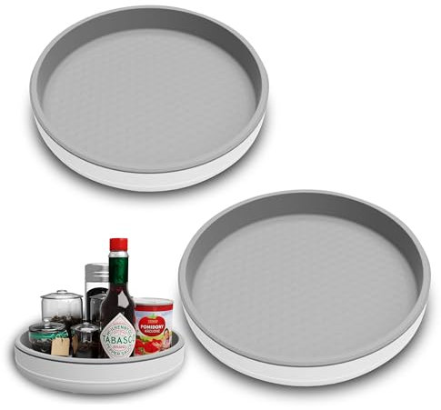 2er-Pack Kühlschrank Organizer - 25,4 + 25,4 cm - Drehteller Organizer für Küche - Lazy Susan - Schrank - 360° Drehbarer Gewürzregal