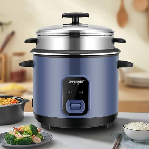 THEGA Olla Arrocera - Olla Arrocera Y Vaporera Eléctrica, 1,8 L (10 Tazas), Función para Mantener Caliente, Recipiente Antiadherente Extraíble, Fácil De Limpiar, Taza Medidora Y Cuchara Incluidas(4L)