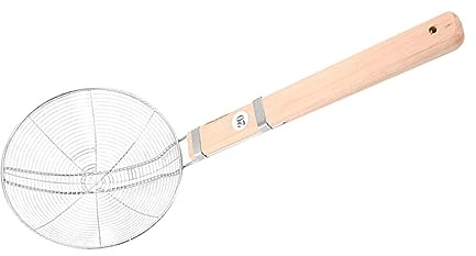 OKUMEYR Colador De Malla De Alambre Acero Inoxidable Pasapure Mango De Madera Espumadera Para Servir Comida