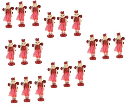 PRETYZOOM 6 Ensembles Ange Casse-Noisette Goodies Noel Christmas Bouda Decoration Interieure Trousse Faux Décor De Casse-Noisette De Dessin Animé Poupée en Noyer Bois Rouge 3 Pièces * 6