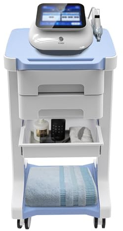 OUKANING Medizinischer Wagen mit 2 Schublade 41x41x67cm Gerätewagen Arbeitswagen 50kg Beauty Salon Trolley mit Ablagefach Salonwagen Kosmetikwagen 4 Universal Rädern Friseur Rollwagen (Blau)