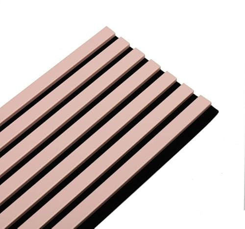 DECOON Panneau Mural Acoustique tasseaux Bois 250 x 30 x 1,9 cm - Rose Pastel/Feutrine Noir - 0,75m²
