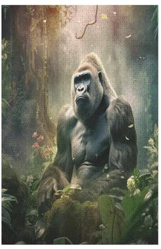 Gorilla Puzzles Für Erwachsene, 1000-teiliges Holzpuzzle, Geeignet Für Kinder Ab 12 Jahren, Die Pädagogische Puzzle Lernen （78×53cm）