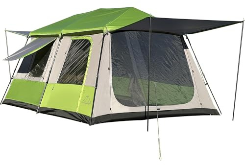Tenplay Instant Pop Up Tent,Family Large Camping Tent,2-8 Person,Easy Setup,Rainfly,2 Rooms,Carrying Bag,Cabin,Windproof,PU3000mm Waterproof,Spacious & Breathable,for Camping,Hiking,Picnic,Party