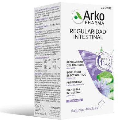 Arkopharma Arkocápsulas Regularidad Intestinal 10 Sobres, Aloe Vera, Magnesio y Achicoria, Acción Rápida, Complemento Alimenticio