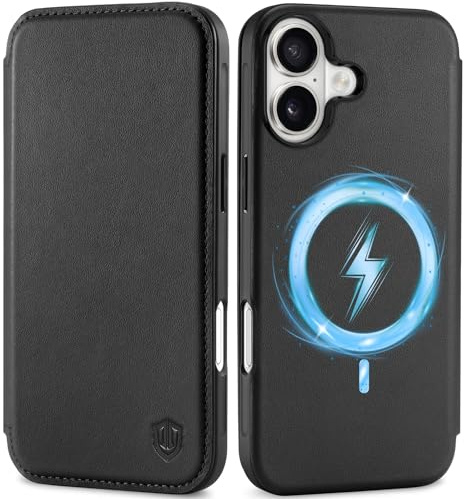 Shieldon Coque Fine en Cuir Véritable pour iPhone 17 6.3, Noir
