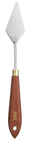 QUARKZMAN Couteaux à Peinture Outil De Peinture 2.76 x 1.3 Rouge/Argent | Lame En Acier Inoxydable En Forme De larme, 8.66 Longueur, Spatula Couteaux à Peinture Avec Trou Manche En Hêtre