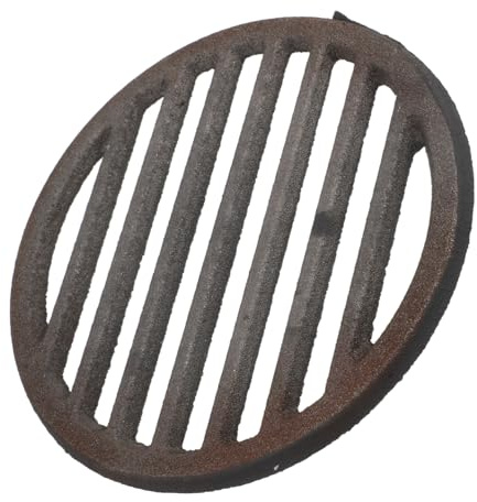 HEMOTON Cast Iron Bbq Grill Grate Round Charcoal Plate for Outdoor Fire Pit Durable Cast Iron Grates Easy Cleaning for Family Gatherings and Camping Bbqs