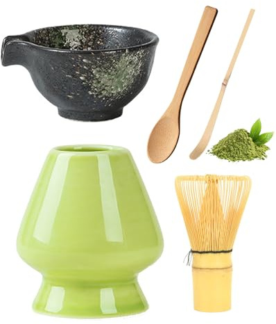 atnayo 6pcs Matcha Whisk Set, Bamboo Matcha Tea Set Whisk and Bowl, Matcha Spoon, Whisk Holder,Matcha Making Kit, Authentic Japanese Tea Ceremony Tool