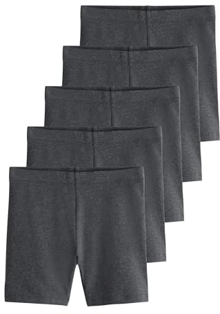 NEXT Äldre flickor 5-pack cykelshorts i stretch med hög bomullsandel i normal längd Grå 122