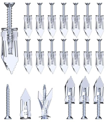 BYSMAH Plasterboard Fixings, 100Pcs Self Drilling Anchor Screws,Heavy Duty Drywall Anchors with Screws Metal Wall Plug Expansion Fixings Blue Zinc(50 Anchors + 50 Screws)