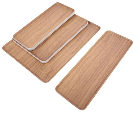 BAFOVY Plateau de Service en Mélamine, Plat Rectangulaire avec Revêtement Antidérapant, Grand Plateau de Table Basse pour Chevet, Petit-Déjeuner, Réunions, pour Le Déjeuner, Le Dîner,