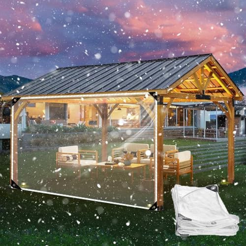 Tende Per Eventi e Tendoni,Pannelli Laterali in Telone Pvc Trasparente Impermeabile,Con Cerniera,Tende in Teloni Trasparenti,Con Occhielli,Per Pergola,Gazebo,Patio,Veranda,NOZip-4.3×2m(14.1 * 6.6ft)